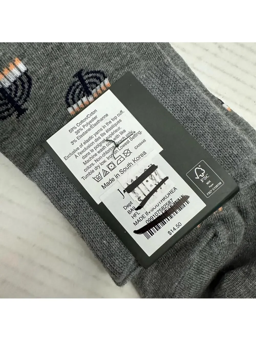 NEW J. Crew Menorah Socks Grey